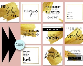 Beauty Quotes, Instagram Post templates, Beauty Templates, Social media templates, Feminine template, editable templates
