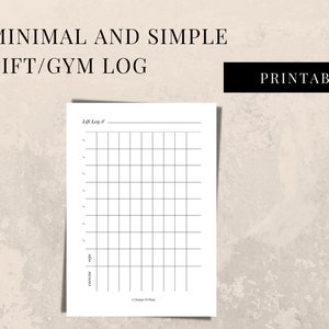 Op de afbeelding: Printbare minimalistische liftlog met de titel "Minimal and Simple Lift/Gym Log" en de tekst "A Change of Plans" aan de linkerkant van de pagina.