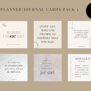PLANNER KARTEN - Motivierende Minimal Planner Karten Pack 3 // Printable 3x3 Planner Karten // Motivationskarten für Mädchen