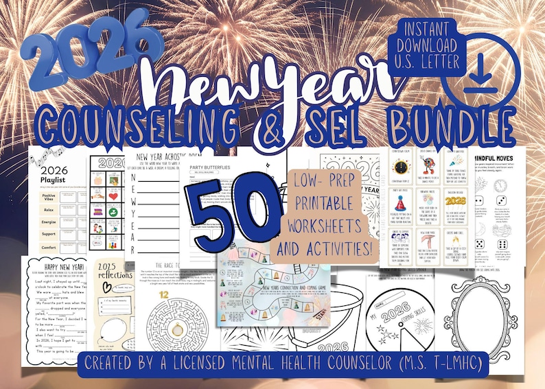 Ultimate 2026 New Years Counseling SEL Bundle | Coping Skills | Mental ...