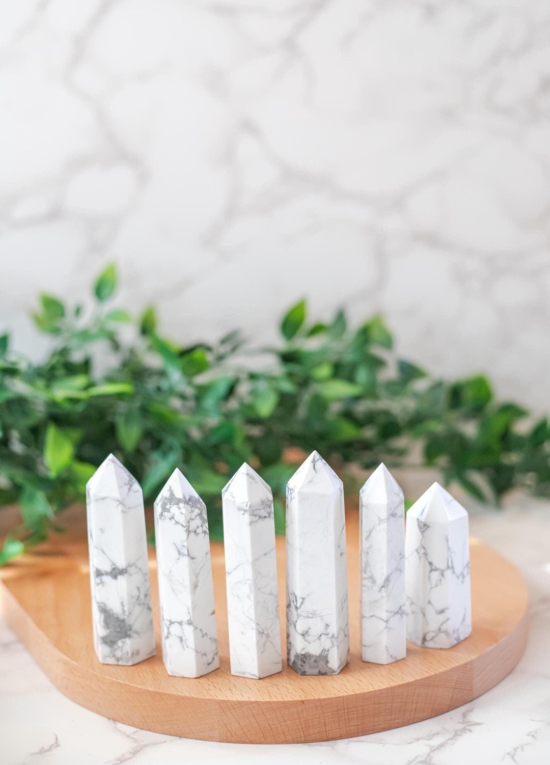 Howlite Marble Obelisk Towers | Polished Beautiful Natural Crystal ...
