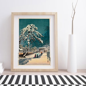 Honmon-ji Temple in Ikegami by Kawase Hasui | Vintage Japanese Woodblock Print