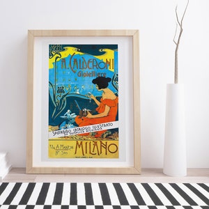 Joyeros Calderoni por Adolfo Hohenstein / Cartel publicitario Art Nouveau vintage