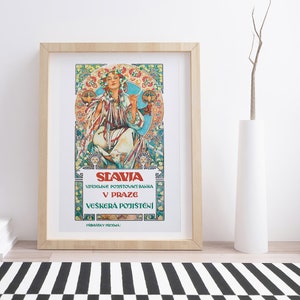 Slavia von Alphonse Mucha | Vintage Werbeplakat