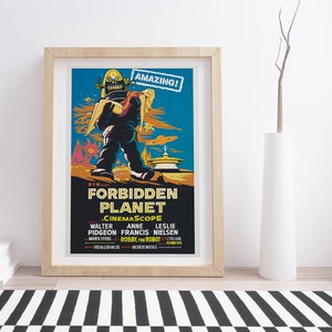 Forbidden Planet Retro Vintage Classic Sci Fi Movie Poster 1956 Black and  White Poster by Carol Japp - Fine Art America