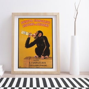 Anisetta Evangelisti Liquore da Desert de Carlo Biscaretti / Cartel publicitario vintage