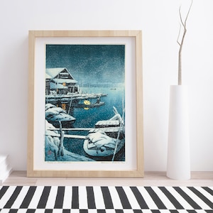 Snow at Mukojima by Kawase Hasui | Vintage Japanese Woodblock Print
