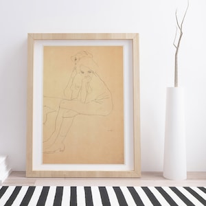 Zwei Sitzende by Egon Schiele | Vintage Fine Art Print