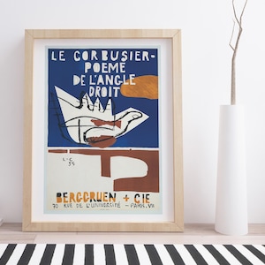 Cartel de la exposición Poema del ángulo recto de Le Corbusier de 1955 / Cartel de la exposición de arte vintage