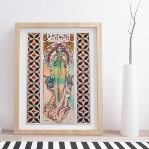 Leslie Carter di Alphonse Mucha / Manifesto teatrale d'epoca
