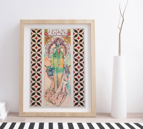 Leslie Carter by Alphonse Mucha | Vintage Theatrical Poster