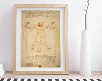 Vitruvian Man by Leonardo da Vinci | Vintage Fine Art Print