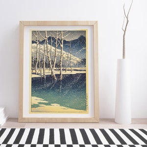 Taishô Pond at Kamikôchi by Kawase Hasui | Vintage Japanese Woodblock Print