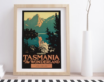 Tasmania the Wonderland by Harry Garnet Kelly  | Vintage Travel Poster