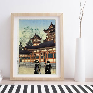Taikyoku Hall, Kyoto by Kawase Hasui | Vintage Japanese Woodblock Print
