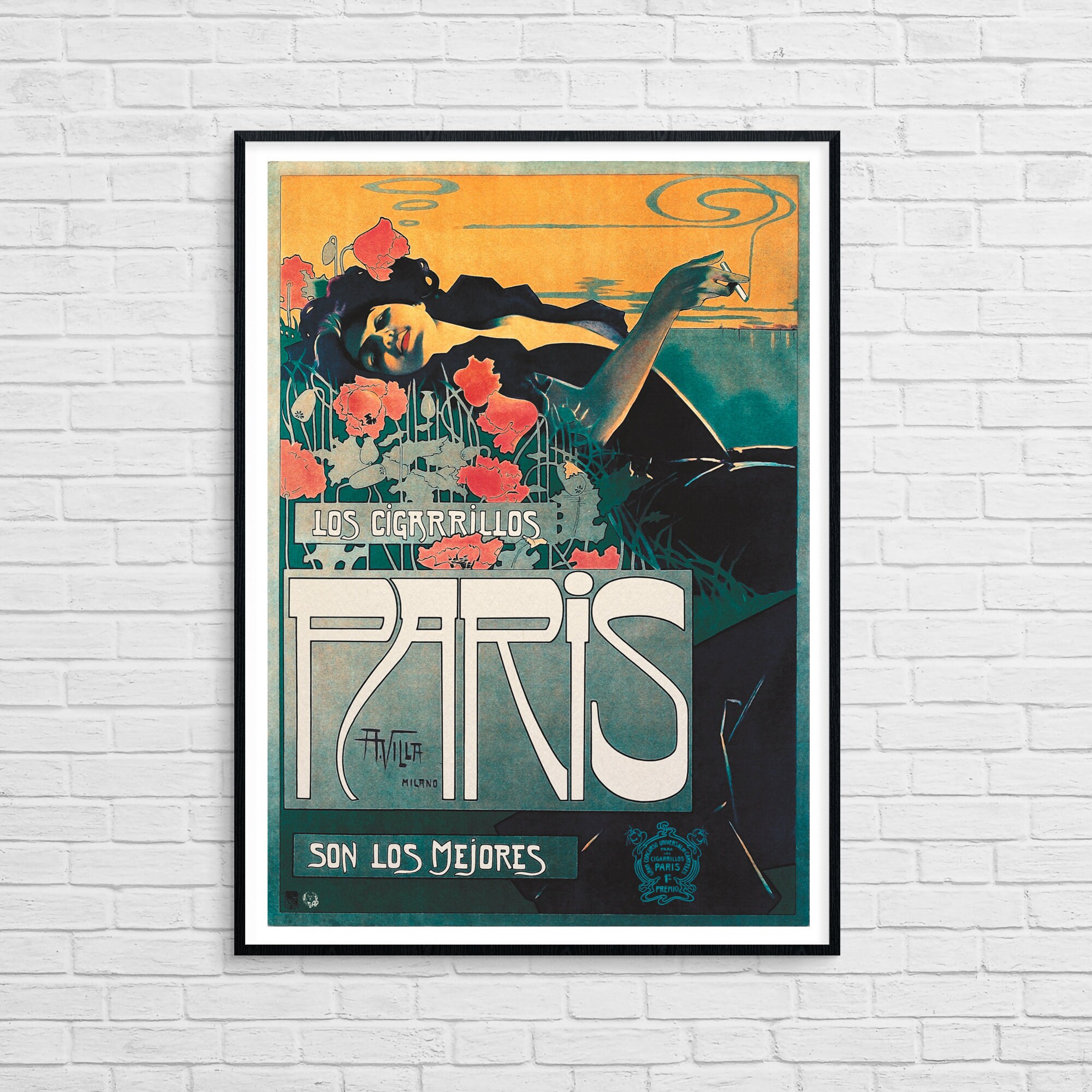 Los Cigarillos Paris by Aleardo Villa | Vintage Art Nouveau