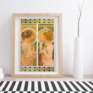 Primrose and Feather by Alphonse Mucha | Vintage Art Nouveau Print
