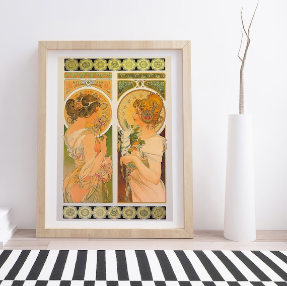 Primrose and Feather by Alphonse Mucha | Vintage Art Nouveau Print