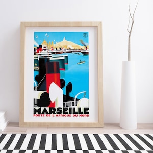 Marsylia, Porte de l'Afrique du Nord autorstwa Rogera Brodersa | Vintage plakat podróżniczy