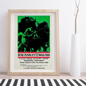 Bob Marley and the Wailers 1977 Concert Poster | Music Gig Poster