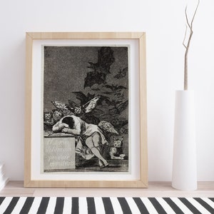 Der Schlaf der Vernunft bringt Monster hervor von Francisco Goya | Vintage Illustration