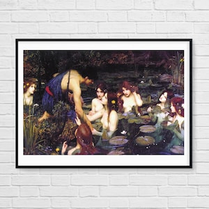 Hylas e le Ninfe di John William Waterhouse / Stampa artistica d&#39;epoca