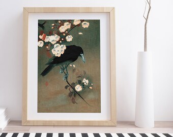 本物！小原古邨　柿に目白　木版画　新版画 小原古邨 (1877-1945) 柿に猿の親子, c.1930年 ⁡ Ohara Koson (1877