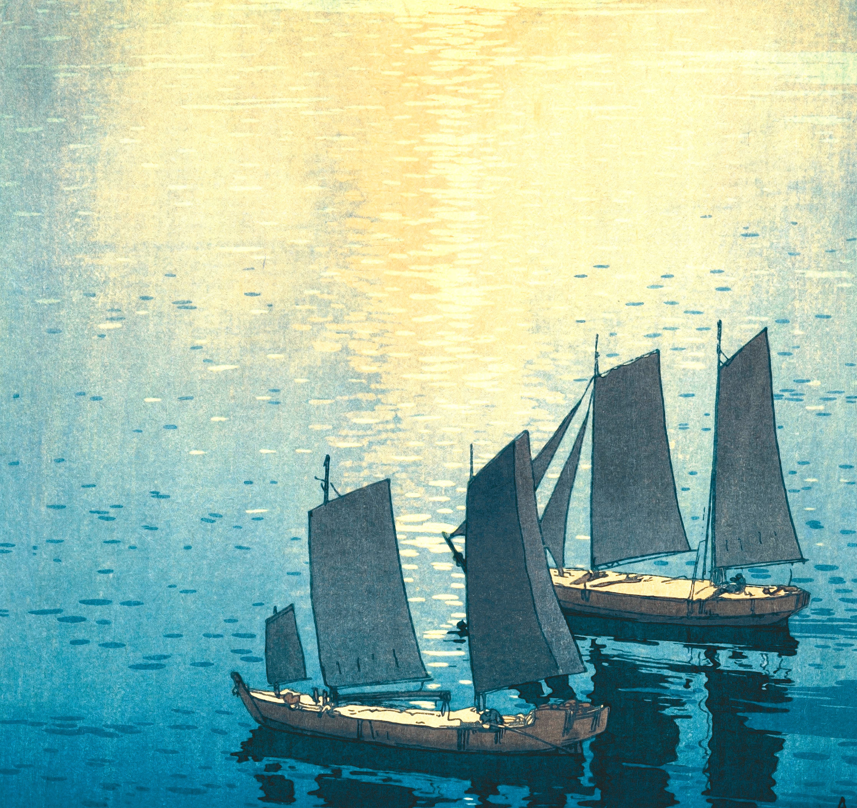 Glittering Sea by Hiroshi Yoshida | Vintage Japanese Woodblock