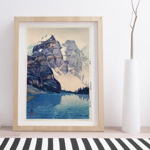 Moraine Lake von Hiroshi Yoshida | Vintage Japanischer Holzschnitt