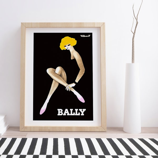 Bally blonde de Bernard Villemot | Affiche publicitaire vintage