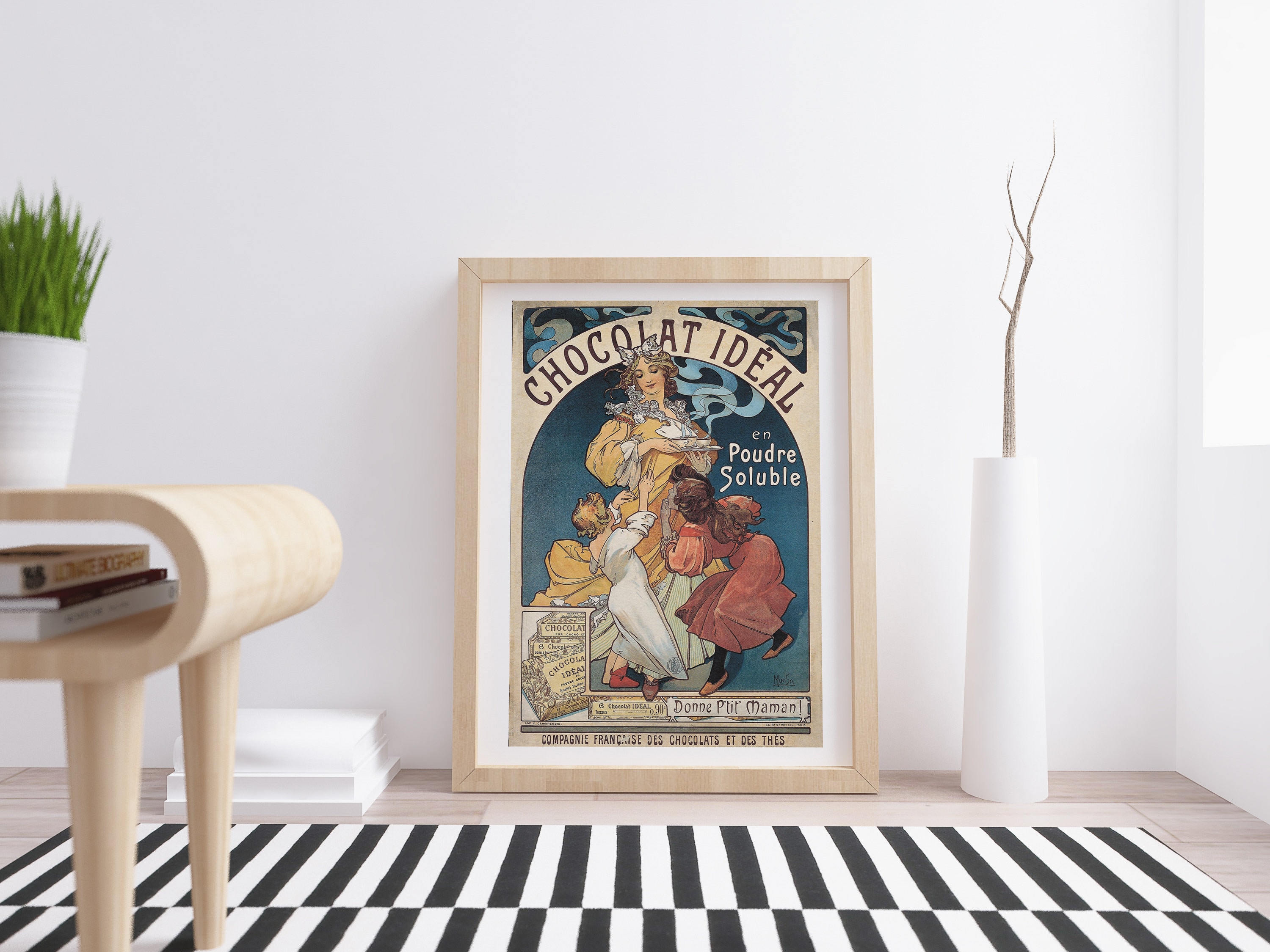 アルフォンス・ミュシャ作「ショコラ・イデアル」ヴィンテージ