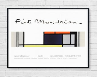 Affiche de l'exposition d'art de Piet Mondrian | affiche de l'exposition vintage