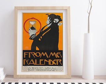 Frommes Kalender by Koloman Moser | Vintage Vienna Secession Advertising Poster