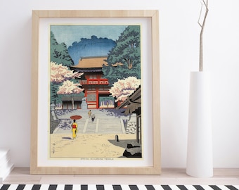 Spring At Kurama Temple | Vintage Japanese Woodblock Poster Print