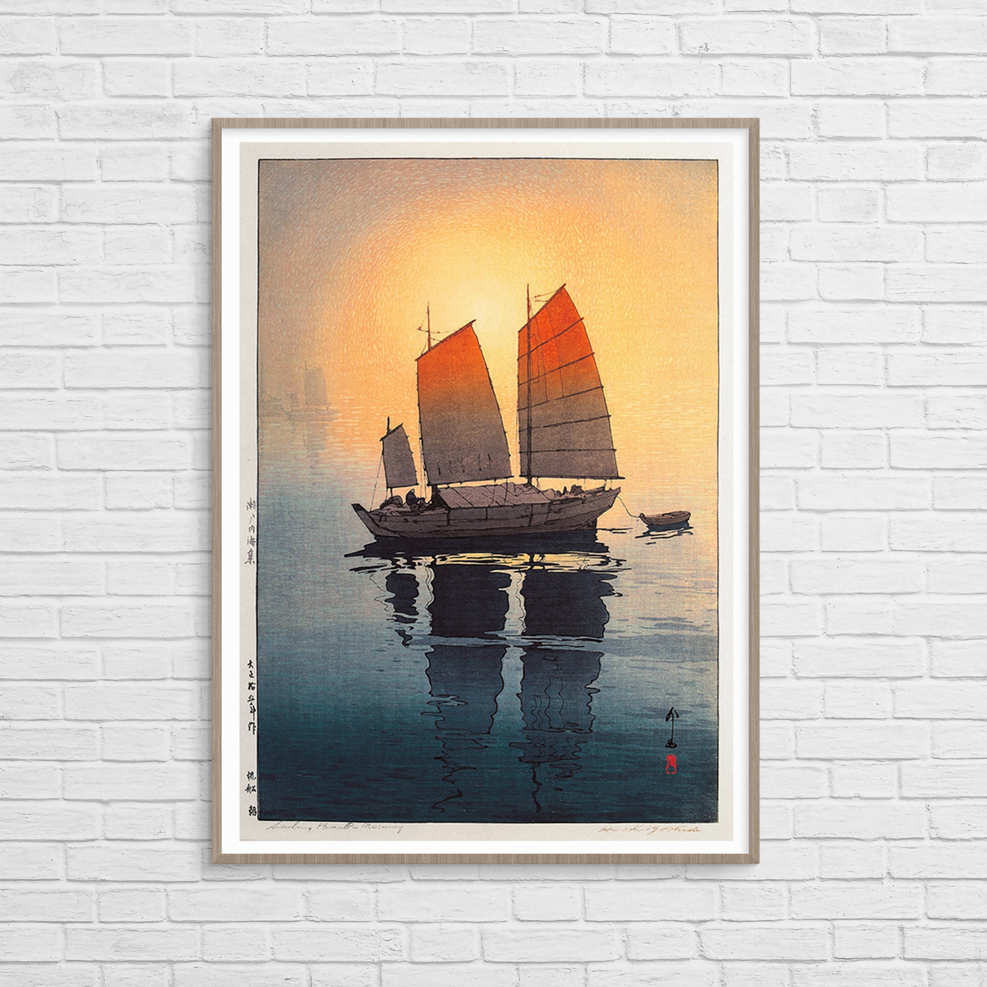 Sailing Boats in the Morning by Yoshida Hiroshi | Vintage