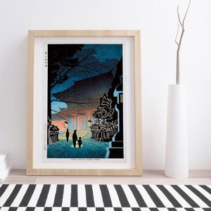 Night Scene of Kasuga Shrine by Fujishima Takeji | Vintage Japanese Woodblock Poster Print