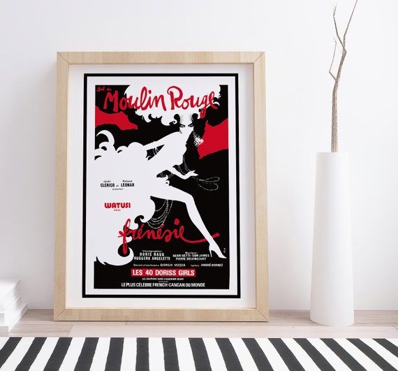 ルージュベイザー 1948年 パリ RENE GRUAU ルネグリュオ ポスター Bal Du Moulin Rouge Frénésie by Rene Gruau | Vintage Advertising