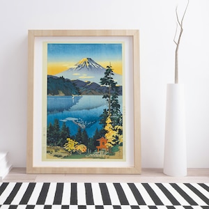 Lake Ashi in the Hakone Hills in Early Autumn by Tsuchiya Koitsu  | Vintage Japanese Woodblock Poster Print