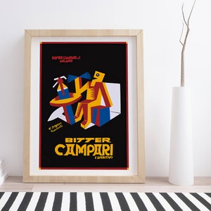 Bitter Campari de Fortunato Depero / Cartel publicitario vintage