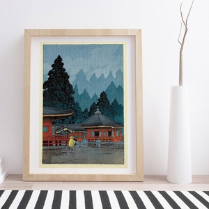 Futatsu Hall at Nikkō by Kawase Hasui | Vintage Japanese Woodblock Print