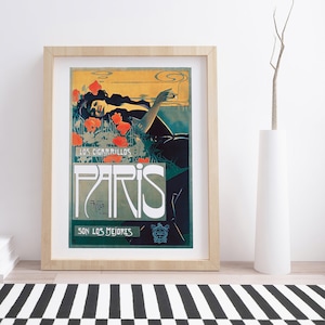 Los Cigarillos París de Aleardo Villa / Cartel publicitario vintage Art Nouveau