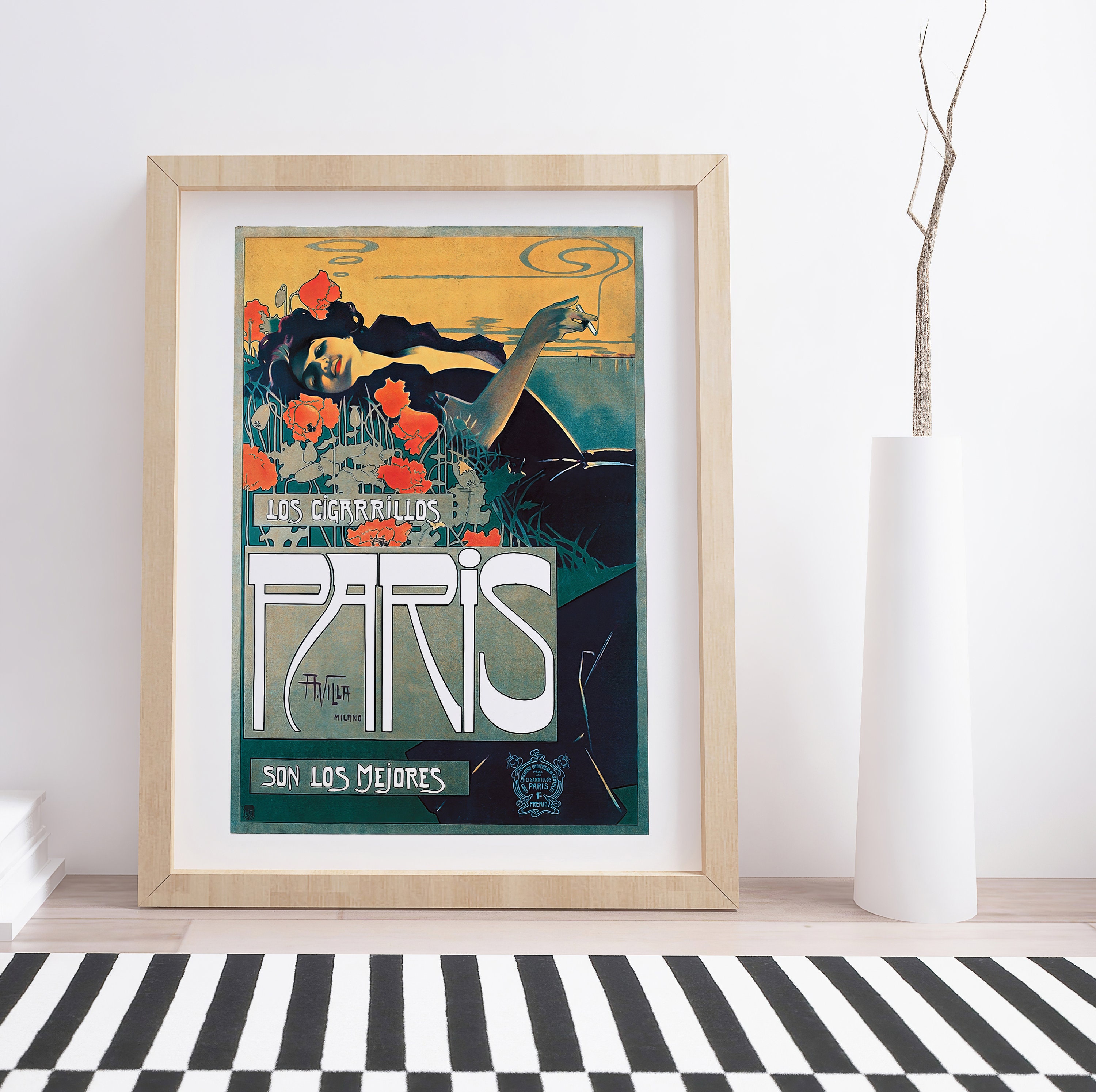 Los Cigarillos Paris by Aleardo Villa | Vintage Art Nouveau