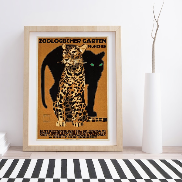 München Zoo - Leopard von Ludwig Holwein | Vintage Werbeplakat