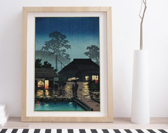 土屋光逸による日本の版画「雨の宮島」、木版画、ジクレー、版画、文化