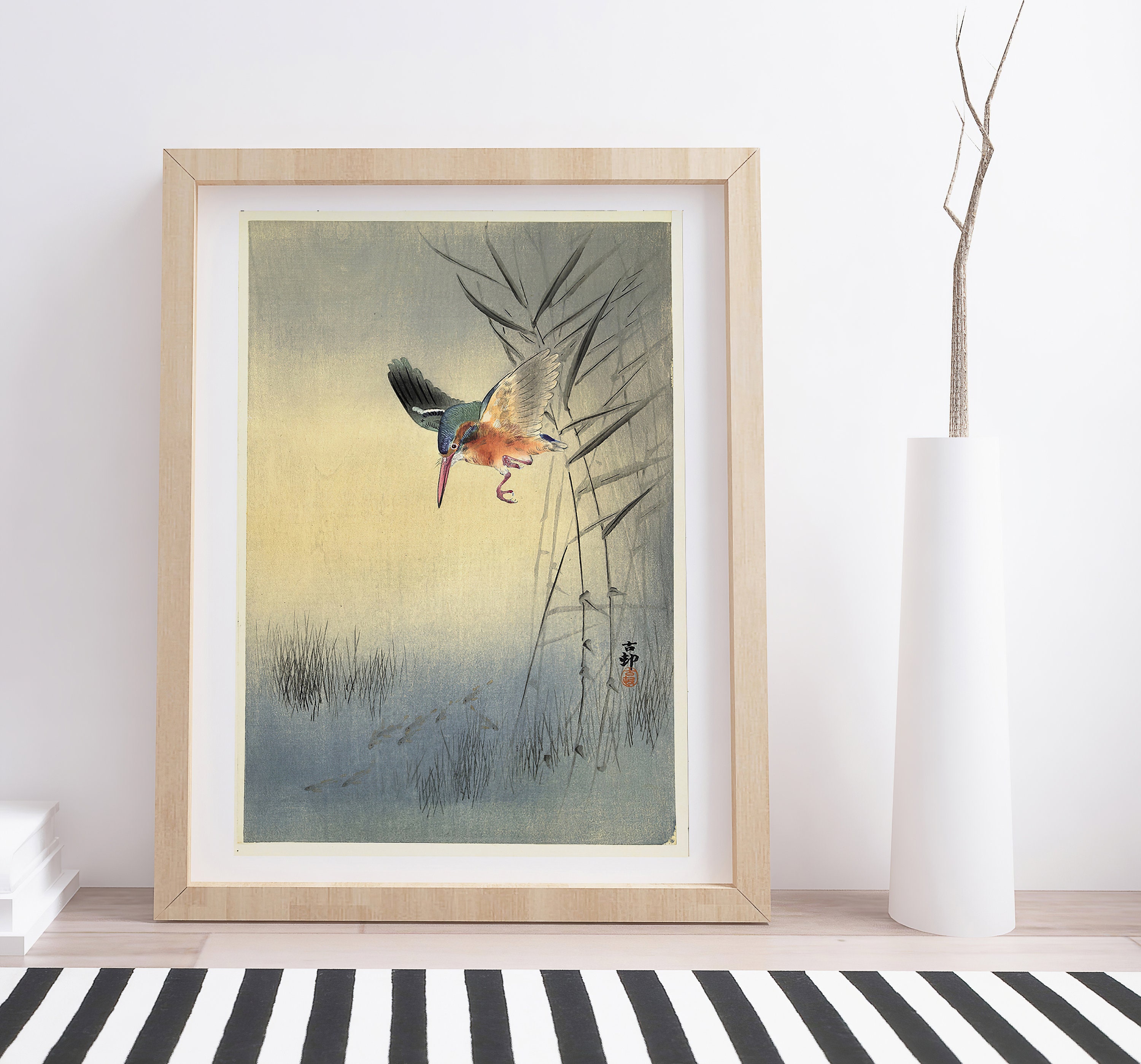 小原古邨作「カワセミ」｜日本のヴィンテージ木版画 - Etsy 日本