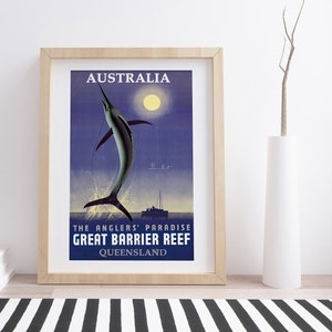 Australia, The Angler&#39;s Paradise, Great Barrier Reef by Noel Pasco Lambert | Vintage Travel Poster