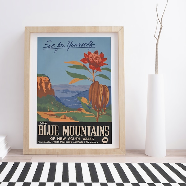 Blue Mountains by H. Rousel | Vintage Travel Poster