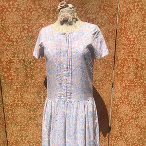 80s Pastel Floral Dress w Petticoat S/M image 1