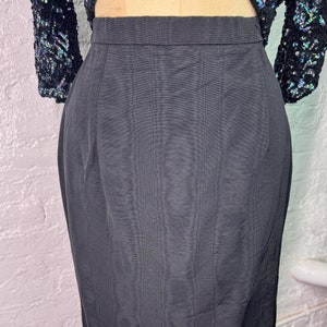 90s Black Skirt Pencil S Vintage Faille Skirt