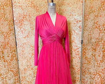 70s Miss Elliette Vintage Pink Maxi Dress